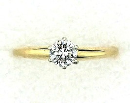 1/3 ct Diamond Solitaire Ring REAL SOLID 14 k Yellow Gold 2.4 g Size 7.25 - £774.27 GBP
