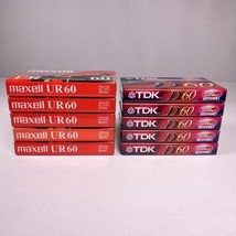 TDK D60 &amp; Maxell UR60 Mixed Lot Of 10 New Sealed Audio Cassette Tapes - £15.48 GBP