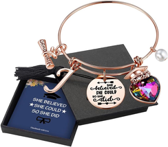 2024 Graduation Gifts Charm Bracelets, 26 Initial Engraved Inspirational... - £27.81 GBP