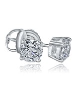 0.94 TCW Round Brilliant Cut Diamond Stud 4 Prong Set Earrings 14k White Gold - $49,596.96 MXN