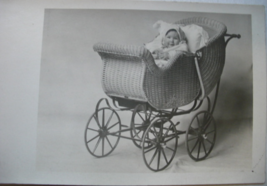 Vintage post card of “Baby in antique wicker stroller.“era 1900. Unused ... - £11.98 GBP