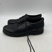 Thad Stuart Black Leather Mens Shoes Size 10 Tie Oxford - $24.65