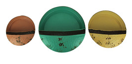 Zeckos Green Yellow Orange Vintage Metal Round Wall Pockets Set of 3 - £25.10 GBP