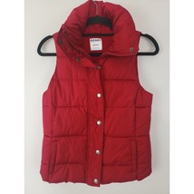 Old Navy Puffer Vest XS Womens Red Full Zip Sleeveless Pockets Snap Front - £17.36 GBP