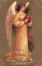 Froliche WEIHNACHTEN-BEAUTIFUL Gilt ANGEL-VIOLA~GERMAN Merry Christmas Postcard - £11.88 GBP