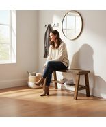 Intrinsic Haven Farmhouse Entry Bench, Solid Pine Wood, 36W x 20.5H x 12... - $146.99