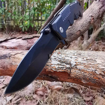 Folding Pocket Knife Black Blade Tactical Hunting Survival Manual Open E... - £11.00 GBP