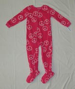 Carters Fleece Footed Pajama Blanket Sleeper 6 7 8 10 12 14 Peace Sign H... - £21.98 GBP