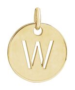 Unisex 14K Yellow Gold Initial W Disc Pendant - $281.00