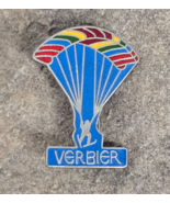 VERBIER Switzerland Ski Base Jumping Souvenir Travel Parachute Lapel Pin... - $14.99