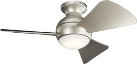 Kichler 330150Ni Protruding Mount, 3 Silver Blades Ceiling Fan, Brushed Nickel - £271.70 GBP