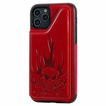 Anymob iPhone Red Cartoon Skull Leather Case Wallet Flip Multi Card Holder Cover - £22.77 GBP