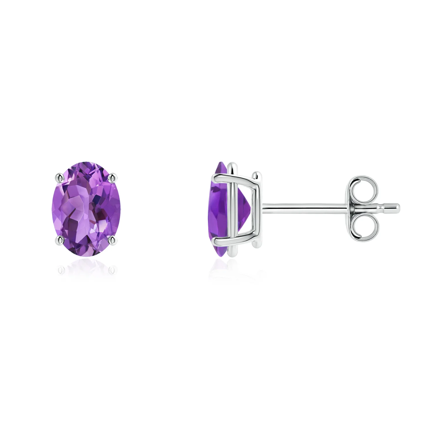 ANGARA 1.4 Ct Natural Oval Shape Amethyst Stud Earrings For Women in Silver - $99.00