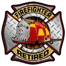 Fire Firefighters Retired Maltese Helmet Bumper Decal Sticker Toolbox Usa Made - £13.62 GBP