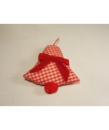Christmas Ornament Bell Fabric Stuffed Red White Checkered - £3.18 GBP