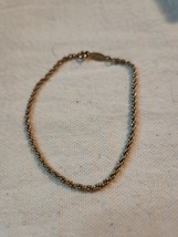 Vintage NAPIER Gold Tone Metal Rope Chain 7.5” Bracelet.  Signed - $18.00