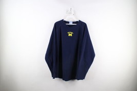 Vintage Mens Large Faded Spell Out University of Michigan Fleece Sweater Blue - £35.19 GBP