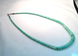 Vintage Sterling Silver Santo Domingo Turquoise Heishi Handmade Necklace K971 - £687.70 GBP