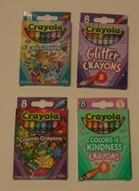 4 packs Crayola Crayons 8ct Uni-Crayons, Glitter, Cosmic, Colors of Kindness NEW - £11.27 GBP