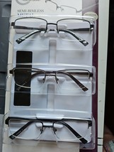 Design Optics 3-Pk + 1.50 Classic Semi-Rimless Reader Glasses &amp; Soft Cases - $22.95