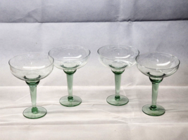 Vintage Yucatan Spanish Style Blown Crystal 7” Margarita Glass - Mint Set Of 4 - £25.22 GBP
