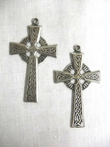 Celtic Scroll Crosses Infinity Knot Pair Pewter Cast Cross Steel Hook Earrings - £14.50 GBP