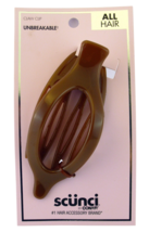 SCUNCI UNBREAKABLE OVAL OPEN CENTER LAY FLAT BROWN CLAW CLIP - (10364) - £7.26 GBP