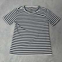 J crew Perfect Fit Black &amp; White Striped Tee Shirt Size M - £13.42 GBP