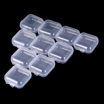 10 Pcs Mini Clear Plastic Box 1.8 Mm Thicken Square Jewelry Earplug Pill... - £11.78 GBP