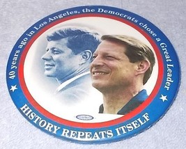 John Kennedy JFK Al Gore Political Pinback Button 3.5 inch 2000 Presidential  - £5.46 GBP