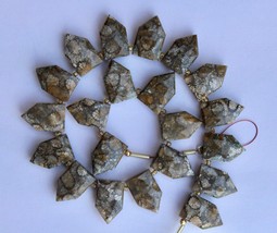 Natural, 20 piece faceted fossil coral gemstone pentagon briolette beads, 10x17  - £66.85 GBP
