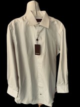 David Donahue Mens Ls Designer Striped Collared Button Down Shirt Nwt M 32/33 - £57.88 GBP