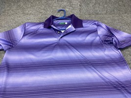 Ben Hogan Polo Shirt Mens Large Performance Purple Stripes Golf Tennis - £10.05 GBP