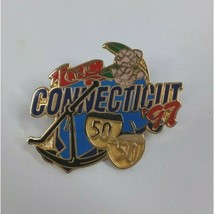 Vtg QVC Connecticut 50 in 50 Enamel Gold Plated State Collector Lapel Hat Pin - £5.72 GBP