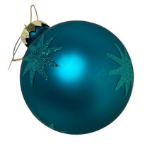 Seasons of Cannon Falls Christmas Ornament Teal Glass Star Ball  Blue 4 ... - £6.09 GBP