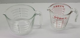 2 VTG Pyrex Clear Glass Kitchen Measuring Cup Set 2 &amp; 4 Cup 516 USA Baking Cook - £19.32 GBP