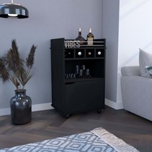 DEPOT E-SHOP Sims Black 35&quot; H Bar Cart w/ Wine Cubbies, Shelves &amp; Cabinet - €205,54 EUR