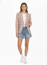 Baby Pink Blazer Formal Leather Double Breasted Women Lambskin Genuine H... - $239.38 CAD+