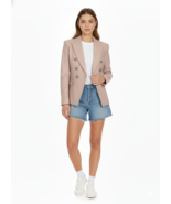 Baby Pink Blazer Formal Leather Double Breasted Women Lambskin Genuine H... - $174.35+