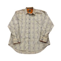Robert Graham Long Sleeve Flip Cuff Shirt Gray Stripe Orange Trim Men&#39;s Size 3XL - £39.17 GBP