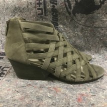 Eileen Fisher Wedge Sandals Size 10 Gray Strappy Open Peep Toe Zip Up 2&quot; Heel - £63.37 GBP