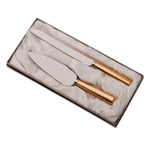 Gold Hammered Stainless Steel Handle Cake Knife &amp; Server Set - $78.88