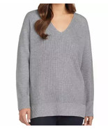 Matty M Women&#39;s Plus Size 3X Gray Rib Stitch V Neck Sweater NWT - $11.69