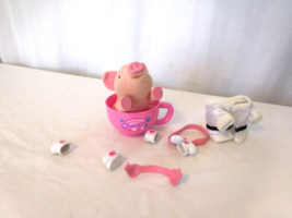 Toy Teck Flocked Teacup Piggies Pink Pig Talks 6” Jade Rare Dark Pink Cu... - $29.70