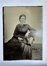 Antique CDV Tintype Photo 1860s Beautiful Woman Victorian Era Dress Married Lady - £30.36 GBP