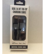 NEW USB 2.0 Universal Tri-Tip Charging 3 Foot Cable - $8.96