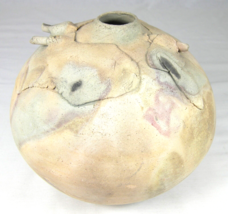 Flame Dancer Artisan Clay Pot Signed Rustic Design Hand Built Studio Art 2003 - £114.42 GBP