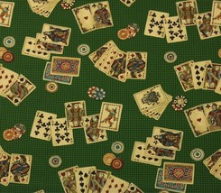 Waverly All In Cards Pine Green Poker Texas Holdem Multiuse Fabric By Yard 54&quot;W - £11.18 GBP