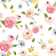 Unigoos Watercolor Pink Red Flowers Peel And Stick Wallpaper, 17.7&quot; X 11... - £29.53 GBP