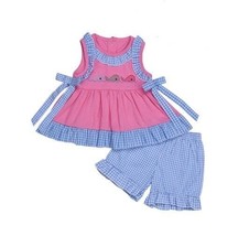NEW Boutique Whale Embroidered Tunic Girls Shorts Outfit Set - £14.32 GBP